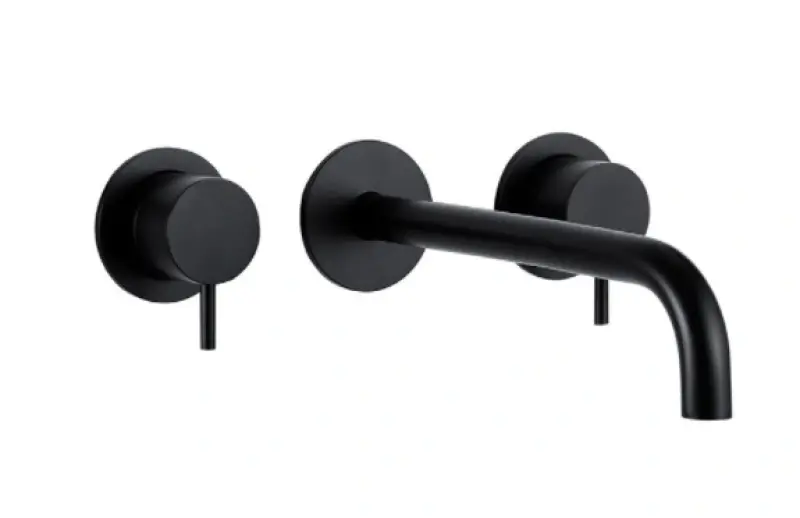 Waterevolution Flow 3-hole Built-in Washbasin Faucet Matte Black with 25 cm Spout T1163FPR-25
