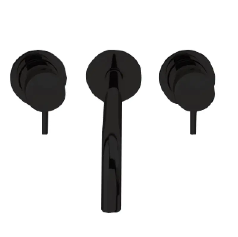 Waterevolution Flow 3-hole Built-in Washbasin Faucet Matte Black with 25 cm Spout T1163FPR-25