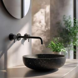 Waterevolution Flow 3-hole built-in washbasin faucet, matte black with spout 21 T1163FPR-21