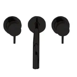 Waterevolution Flow torneira de lavatório embutida de 3 furos preto fosco com bica de 15 T1163FPR-15