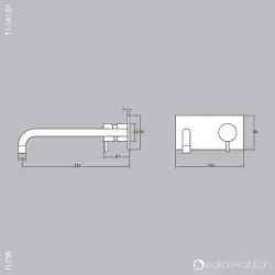 Waterevolution Flow torneira de lavatório embutida com placa de cobertura cromada com bica de 15 cm T1161B01-15
