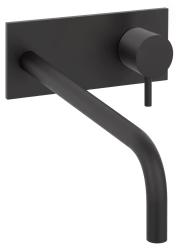 Waterevolution Flow concealed basin mixer with cover plate matt black with spout 21cm T1161BPR-21