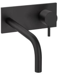 Waterevolution Flow built-in washbasin faucet with cover plate, matte black, with spout 15 cm T1161BPR-15