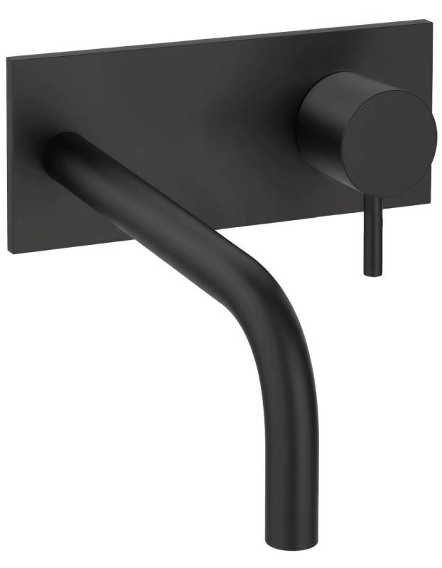 Waterevolution Flow built-in washbasin faucet with cover plate, matte black, with spout 15 cm T1161BPR-15