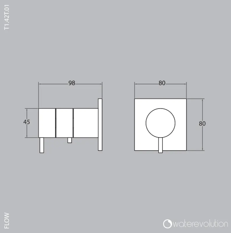 Waterevolution Flow built-in shower thermostat round rosette chrome T142TB01