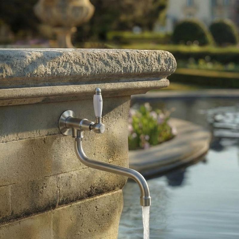 Torneira clássica de parede PB com alavanca branca para água fria e bica longa em aço inoxidável 1208853572