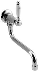 Torneira de parede clássica PB com alavanca branca para água fria e bica longa cromada 1208853612