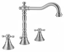 PB torneira de lavatório clássica de 3 furos com manípulos em forma de estrela e bica de 18,5 cm em aço inoxidável 1208854952