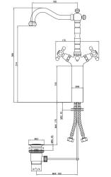 PB clássica torneira de lavatório elevada, manípulos de estrela, bica de 18 cm, aço inoxidável 1208855002.