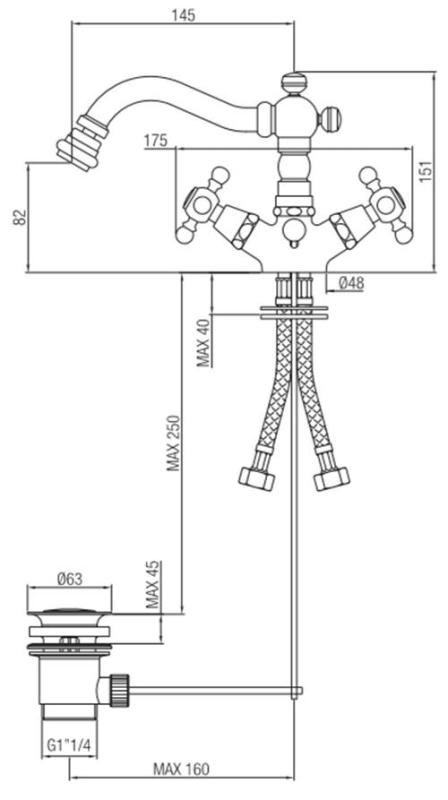 Torneira clássica para bidê PB, bica de 145 mm, Cromada, 1208855012
