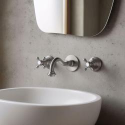 PB clássico misturador de parede embutido com maçanetas em forma de estrela, bico de 16 cm em aço inoxidável 1208855062.