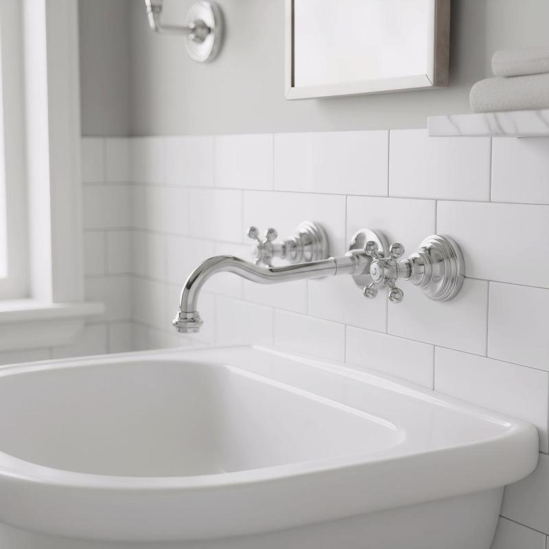 PB torneira de parede embutida clássica com manípulos em forma de estrela, bica de 25 cm, Cromado 1208855112