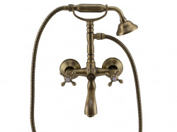 Conjunto de torneira clássica PB para banheira com botões em estrela Bronze, incluindo ducha manual 1208855162