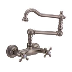 PB construção clássica torneira de parede botões de estrela bico giratório longo inox 1208855462