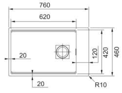 Franke Kubus KNG 110.62 pia 72x42 granito cinza de embutir com bancada para torneira 125.0512.518