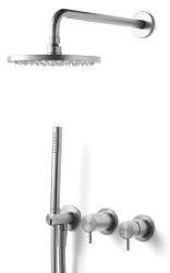 Waterevolution Flow conjunto de chuveiro embutido com termostato, chuveiro de teto e ducha de mão, aço inoxidável maciço 1208889792