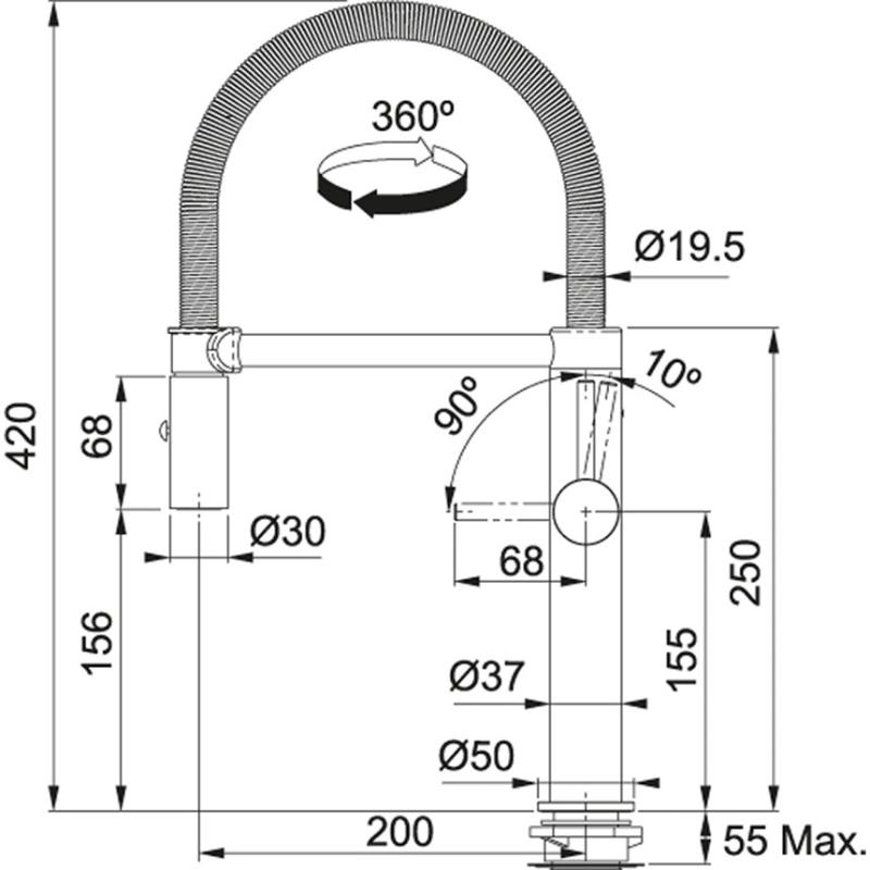 Franke Pescara Semi Pro L Torneira de Cozinha com Bica Flexível Cromada 115.0393.975