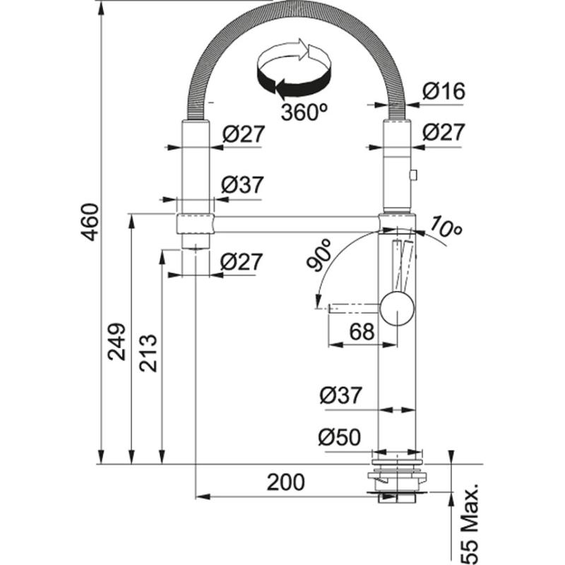 Franke Pescara Semi Pro 360 Torneira de Cozinha com Bica Flexível Cromada 115.0393.976