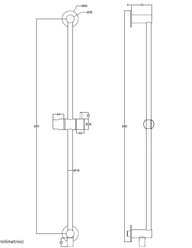 Waterevolution Flow sliding shower rail set with hand shower 800mm stainless steel T1661IE