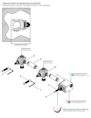 Waterevolution Flow embutido termostato de ducha com 3 torneiras de fechamento, preto fosco 1208916232