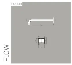 Waterevolution Flow misturador de lavatório embutido em latão escovado com bica de 21cm T116BBB-21