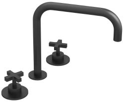 Waterevolution Cruz torneira de lavatório de 3 furos preto fosco 1208916602