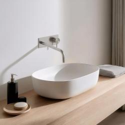 Torneira embutida para lavatório Waterevolution Flow com placa de cobertura totalmente em aço inoxidável com bico de 25 cm T1161BIE-25