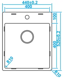 Caressi Basic Line pia de aço inoxidável 40x40 montagem nivelada com bancada para torneira CABLPP40KR10 1208920510