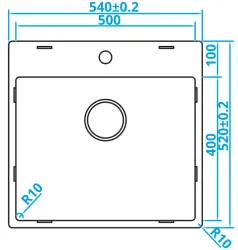 Caressi Basic Line pia de aço inoxidável 50x40 montagem rasa com bancada para torneira CABLPP50KR10 1208920522