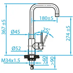Caressi Basic Line RVS monocomando para cozinha CABL001I 1208920576