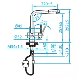 CARESSI Chrome misturador monocomando para cozinha com bica extensível cromado CA108CH U ECO 1208920642
