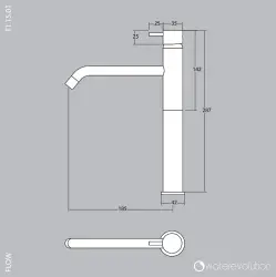 Waterevolution Flow torneira de lavatório para lavatórios de sobrepor PVD gun metal T115GME