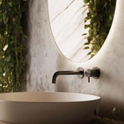 Torneira embutida para lavatório Waterrevolution Flow PVD Gun Metal com bico de 15 cm T116BME-15