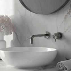 Torneira de lavatório embutida Waterrevolution Flow PVD Gun Metal com bico de 21 cm T116BGME-21