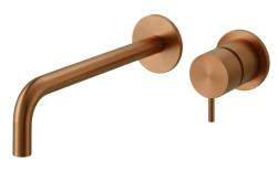 Torneira de lavatório embutida Waterrevolution Flow PVD cobre escovado com bico de 21 cm T116BCPE-21