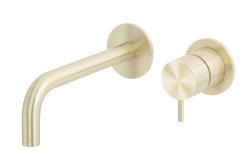 Torneira de lavatório embutida Watervolution Flow PVD branco ouro com bico de 15 cm T116BWGE-15