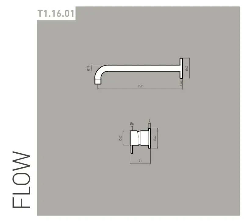 Torneira de lavatório embutida Waterrevolution Flow PVD ouro branco com bico de 21 cm T116BWGE-21