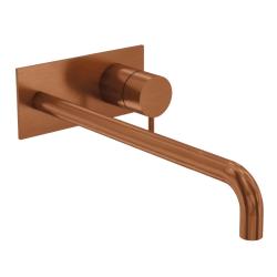 Waterevolution Flow torneira de lavatório embutida com placa de cobertura PVD Cobre Escovado com bica de 25cm T1161CPE-25