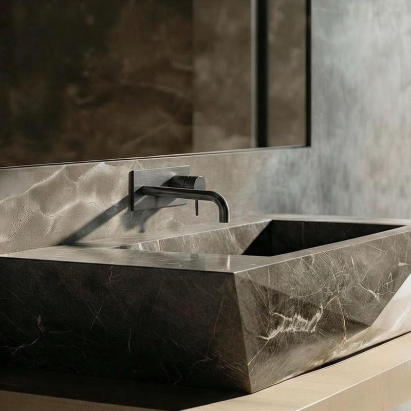 Waterevolution Flow misturador embutido para lavatório com placa de cobertura PVD Gun Metal com bica de 15cm T1161GME-15