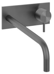 Torneira de lavatório embutida Waterrevolution Flow com placa de cobertura PVD Gun Metal com bico de 21 cm T1161GME-21