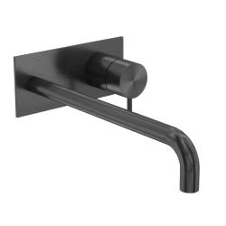 Torneira de lavatório embutida Waterrevolution Flow com placa de cobertura PVD Gun Metal com bico de 21 cm T1161GME-21
