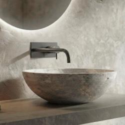 Torneira de lavatório embutida Waterrevolution Flow com placa de cobertura PVD Gun Metal com bico de 21 cm T1161GME-21