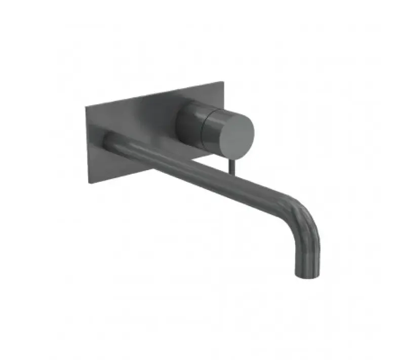 Torneira de lavatório embutida Waterrevolution Flow com placa de cobertura PVD Gun Metal com bico de 21 cm T1161GME-21
