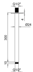 SB Rubinetterie Braço de Chuveiro de Teto Redondo 30 cm Cor Cromo 1208946683