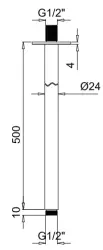 SB Rubinetterie Braço de Chuveiro de Teto Redondo 50cm Cor Cromo 1208946688