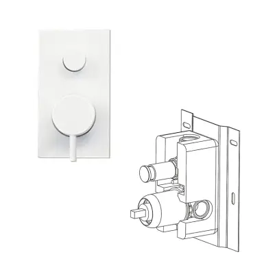 Waterevolution Flow embutido termostato de chuveiro com 2 saídas branco fosco T132TBBBR com TEC box