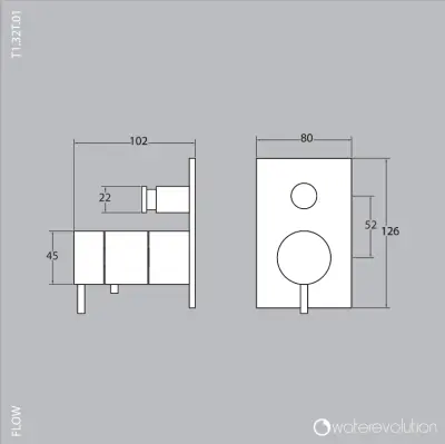 Waterevolution Flow embutido termostato de chuveiro com 2 saídas branco fosco T132TBBBR com TEC box