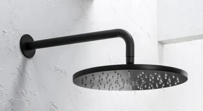 Chuveiro de cabeça Watervolution Flow 250 mm com conexão de parede em preto fosco T164125PR