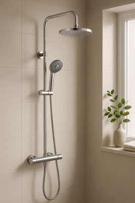 DEMM Shower combinação de chuveiro termostático com chuveiro de efeito chuva cromado 1208946965