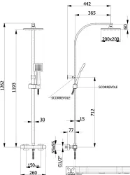 DEMM Shower combinação de chuveiro termostático com chuveiro de efeito chuva cromado 1208946966